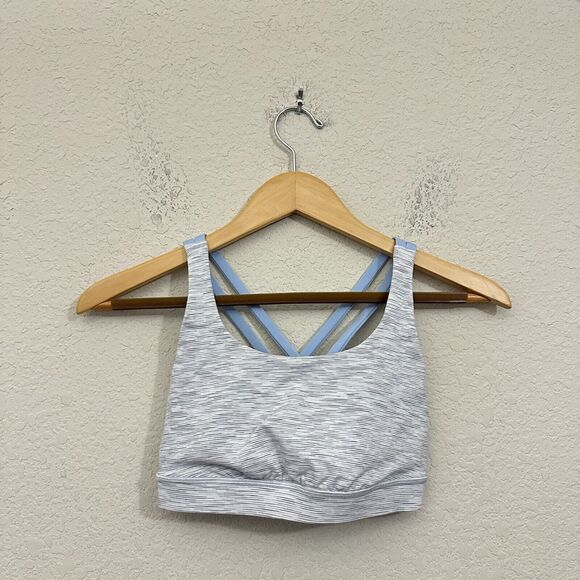 lululemon athletica Other - LULULEMON Energy Bra Crossback Gray/Blue Workout Yoga Athleisure NO PADS